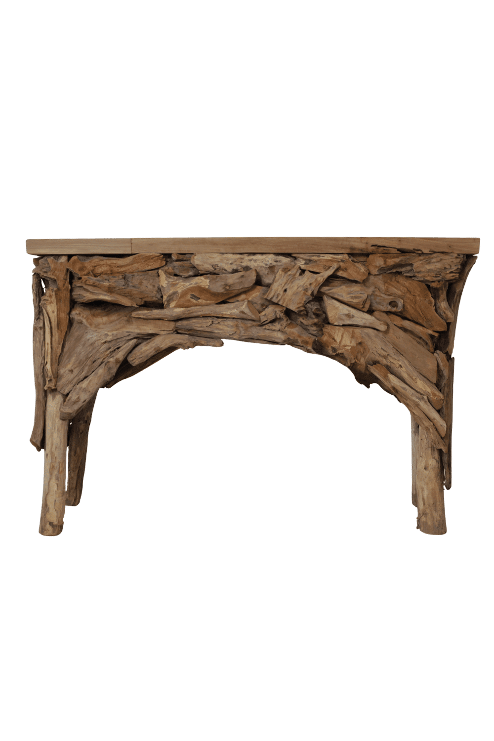 stoere grove Side table rustiek teak hout met wortel teak stukjes 120x32x82 cm