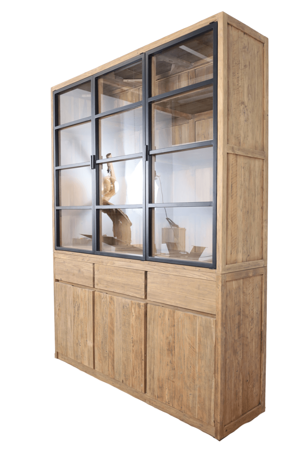 Teak houten buffet kast vitrinekast 160x45x212 cm