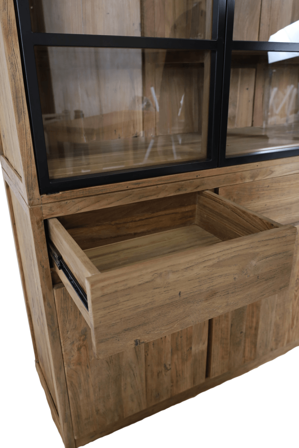Teak houten buffet kast vitrinekast 160x45x212 cm