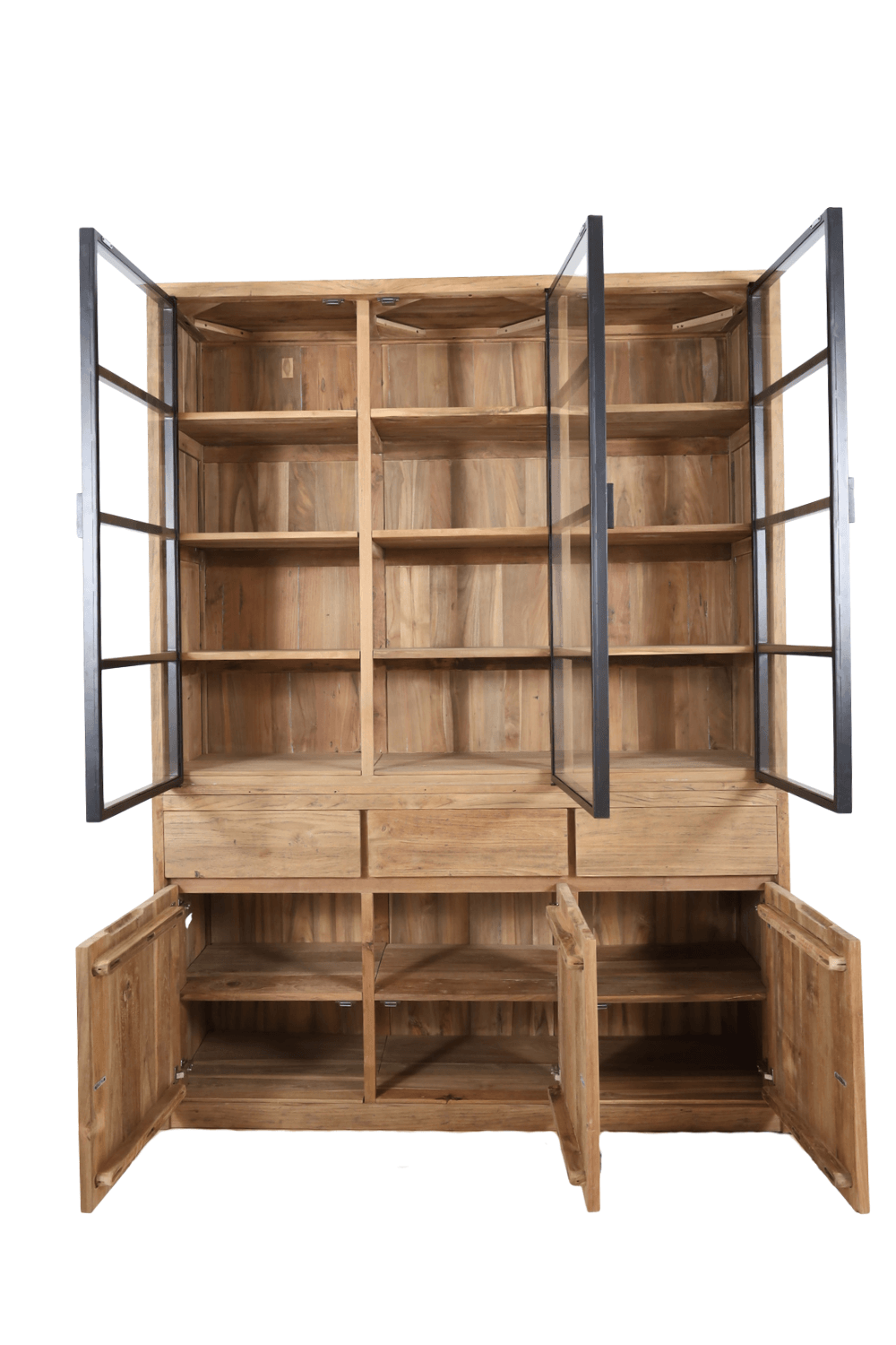 Teak houten buffet kast vitrinekast 160x45x212 cm