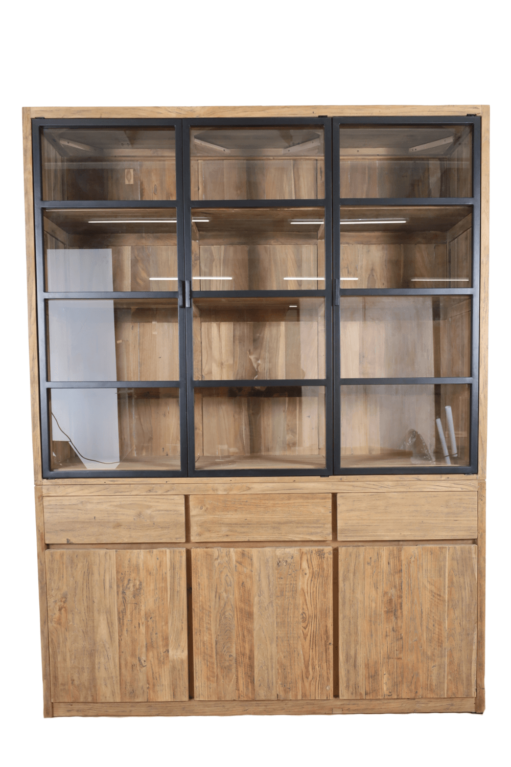 Teak houten buffet kast vitrinekast 160x45x212 cm