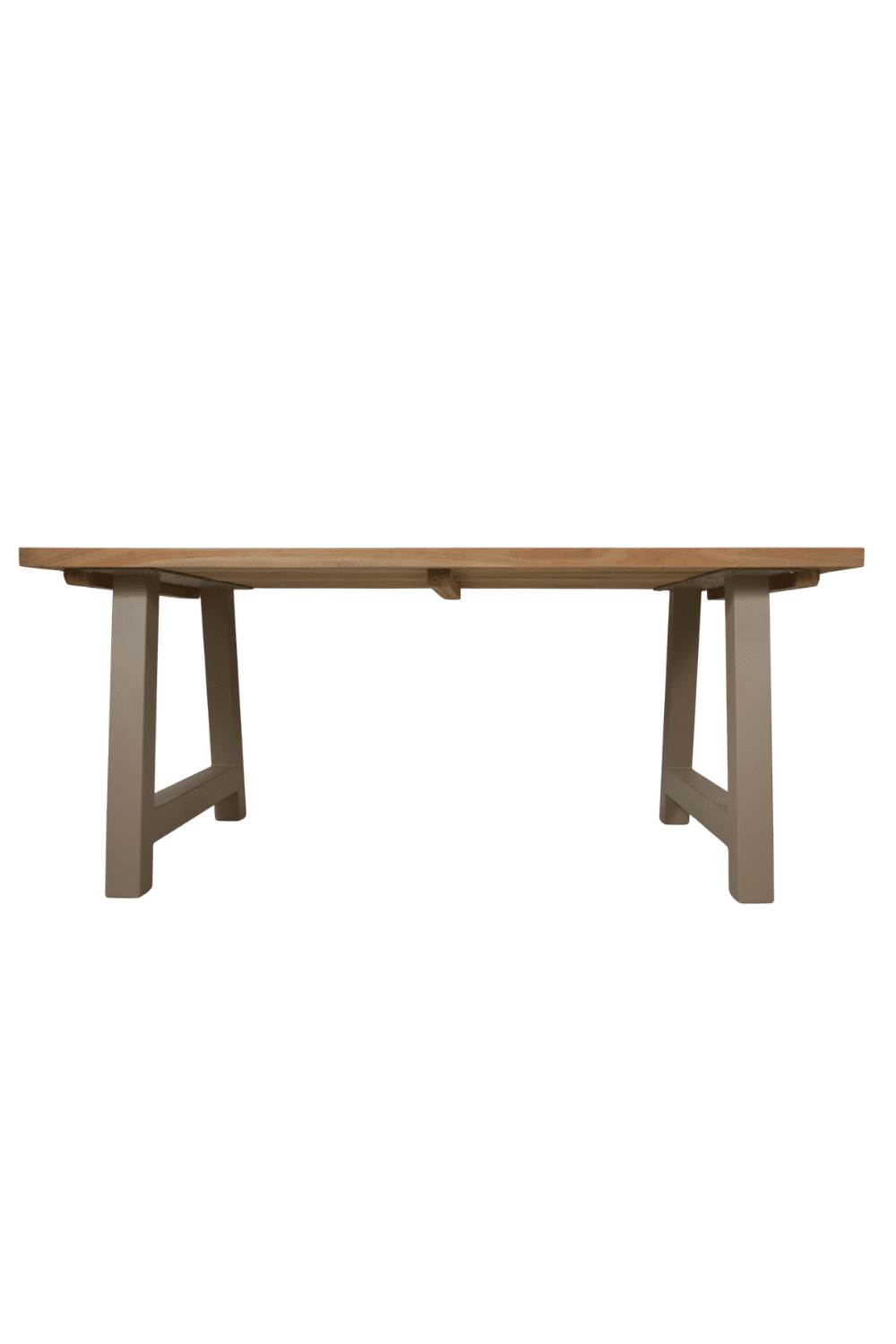 Teak houten tuintafel met beige metalen a poten 180 cm