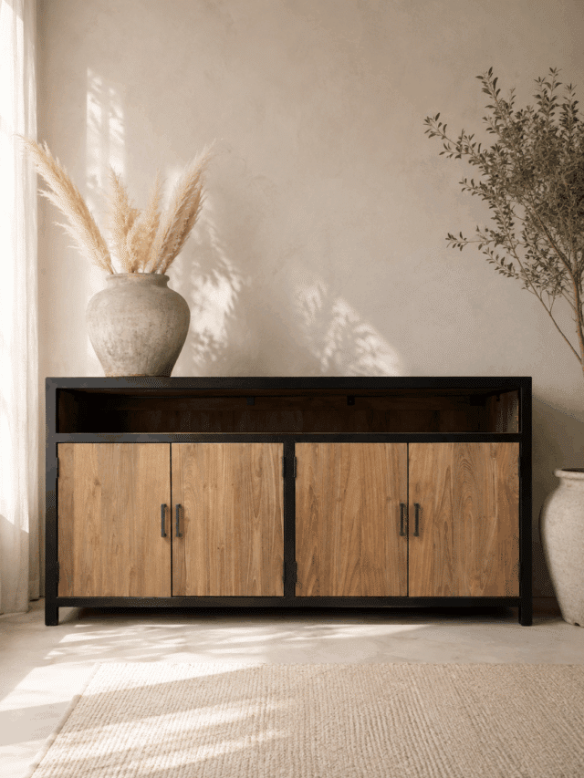 Teakhouten-tv-meubel-met-metaal-150x50x75-cm