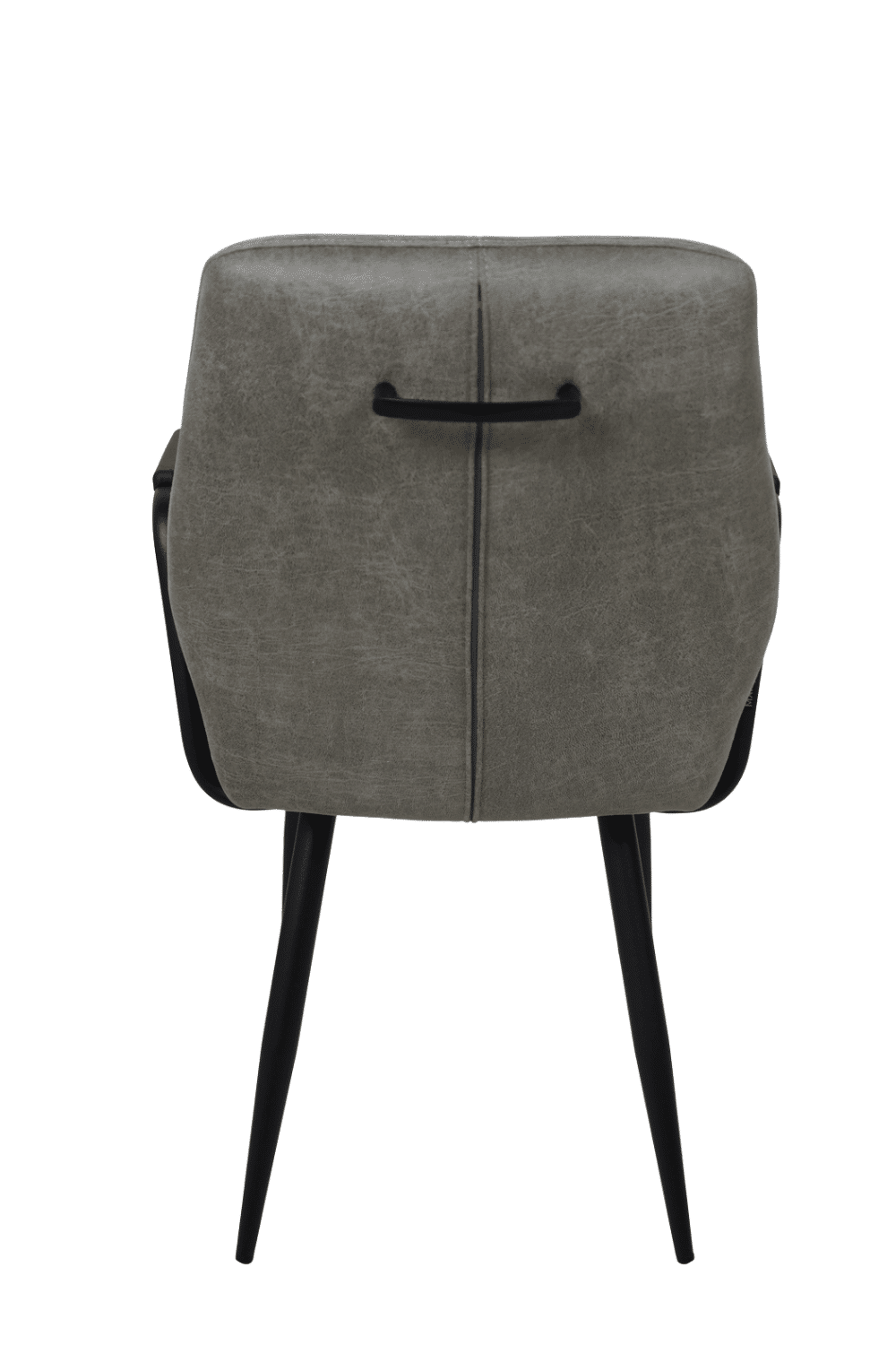 smalle eetkamerstoel met metalen armleuning leder look stof grijs eetkamerstoel Tina