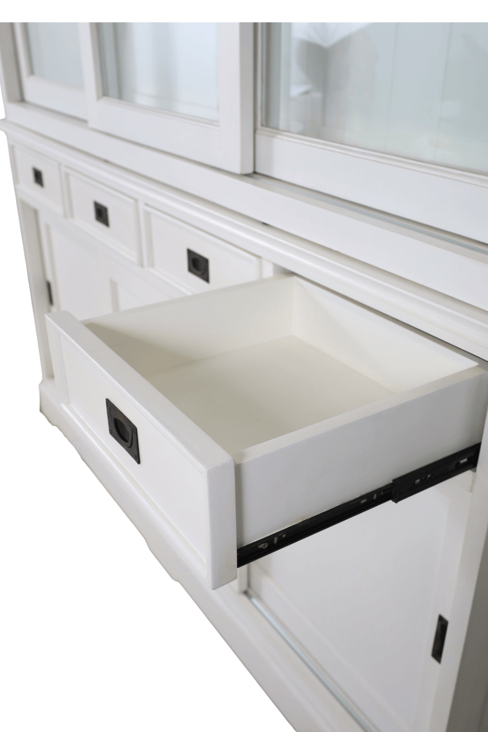 Witte vitrinekast 190x43x220 cm Buffetkast wit met schuifdeuren en lades