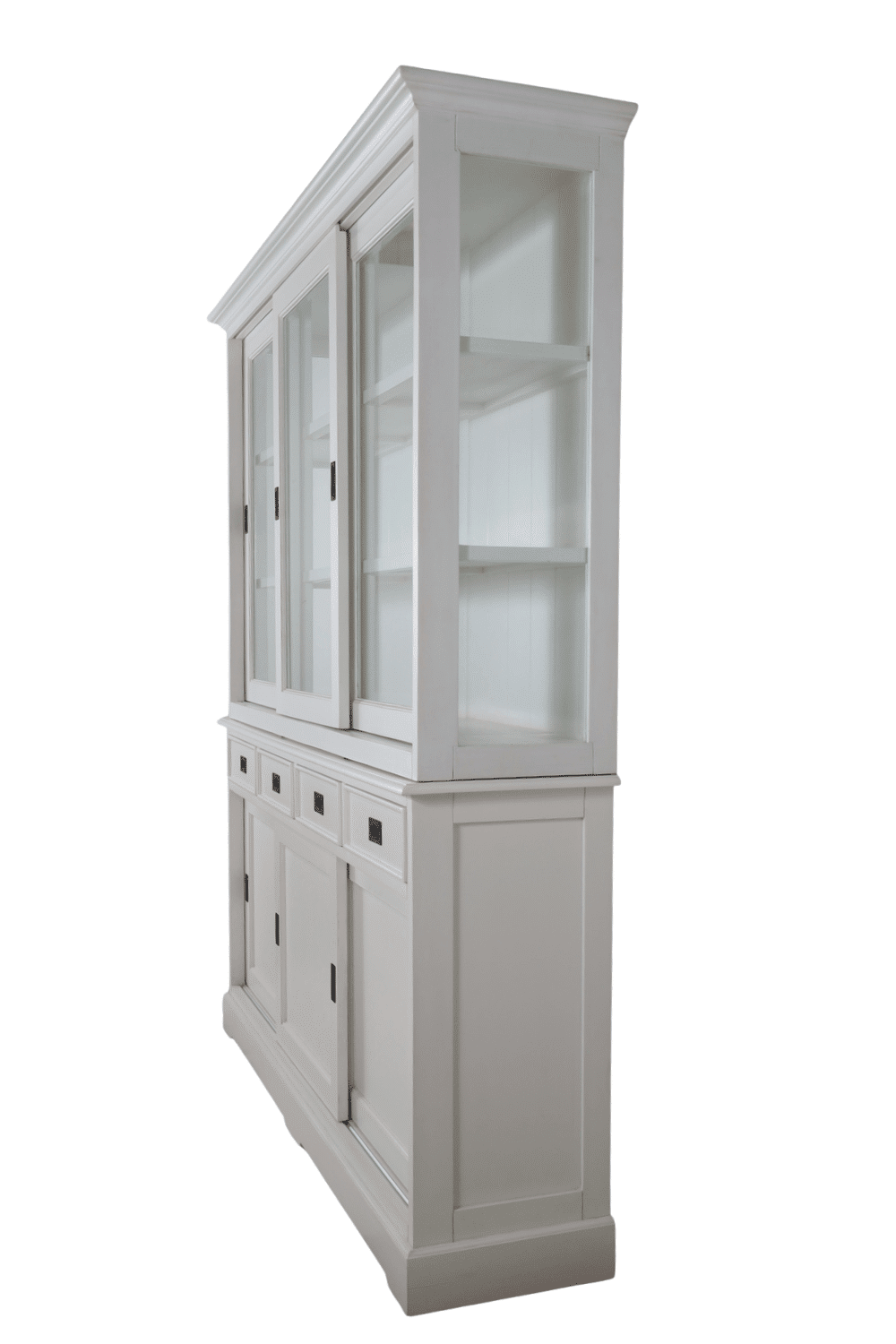 Witte vitrinekast 190x43x220 cm Buffetkast wit met schuifdeuren en lades