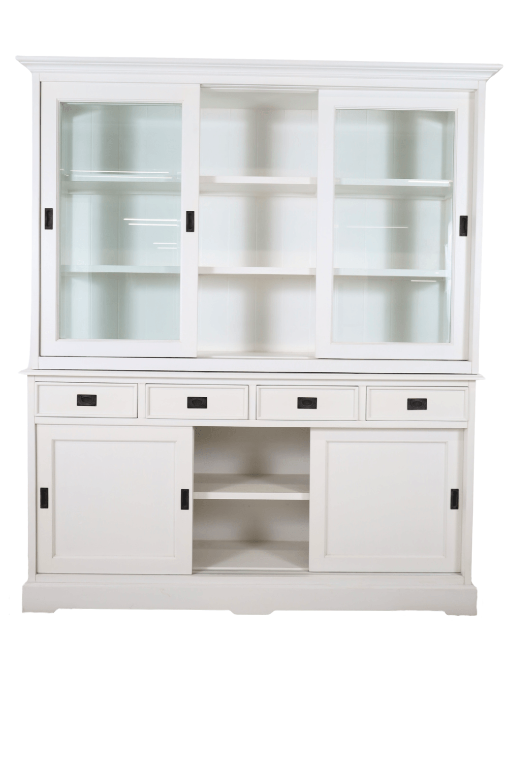 Witte vitrinekast 190x43x220 cm Buffetkast wit met schuifdeuren en lades