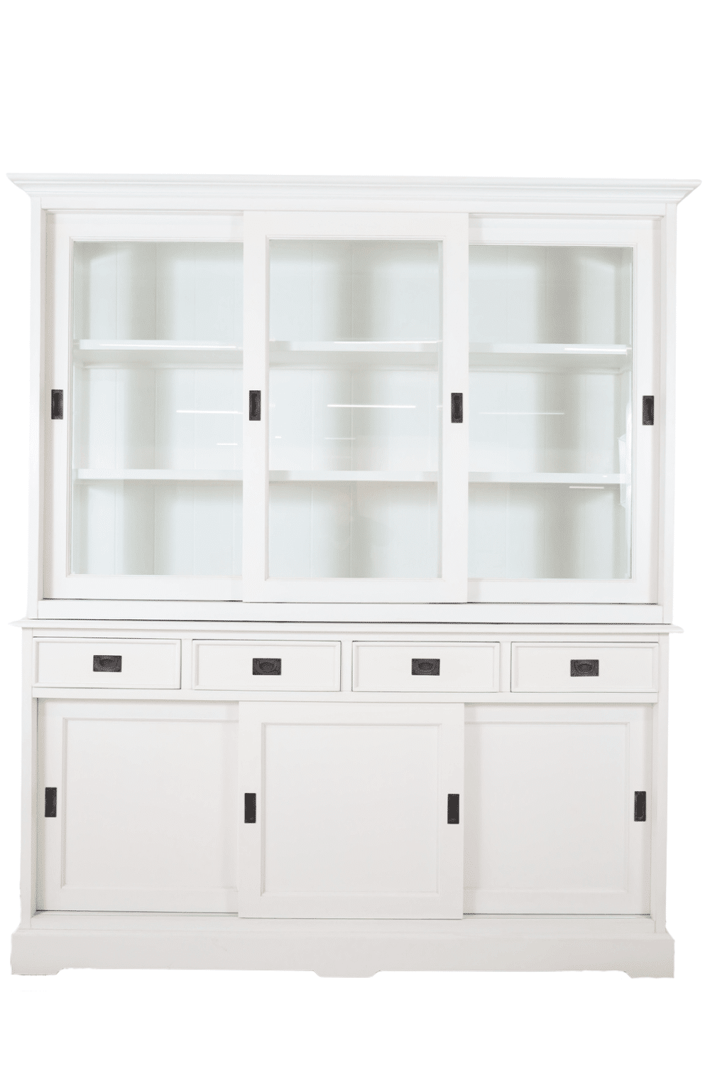 Witte vitrinekast 190x43x220 cm Buffetkast wit met schuifdeuren en lades