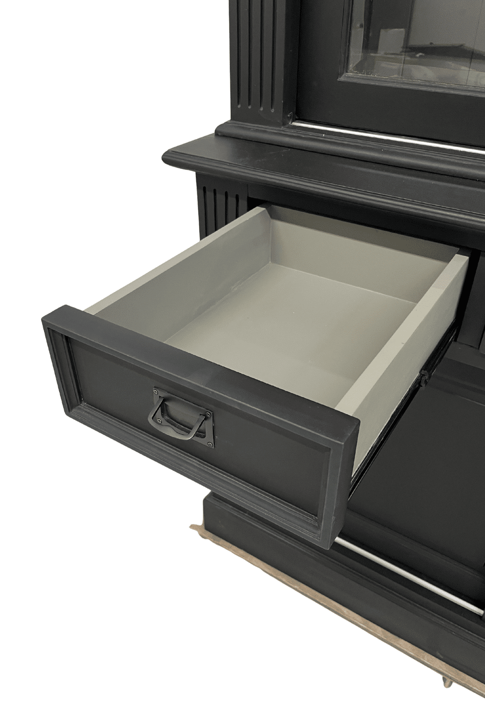 Zwarte vitrinekast buffetkast met glas en schuifdeuren 150x54x220 cm