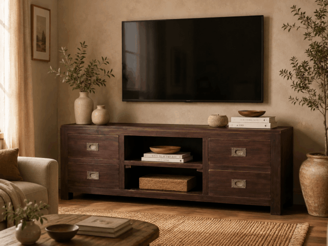 bruin houten tv meuebl tvd-4-120-koloniaal