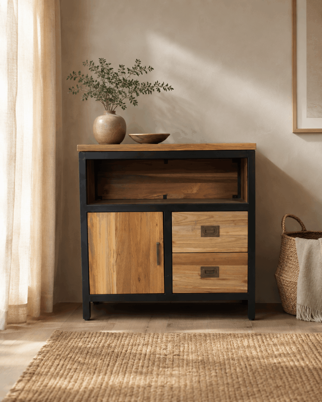 klein-tv-meubel-teak-met-metaal-70x30x70-cm klein-tv-meubel-teak-met-metaal-70x30x70-cm