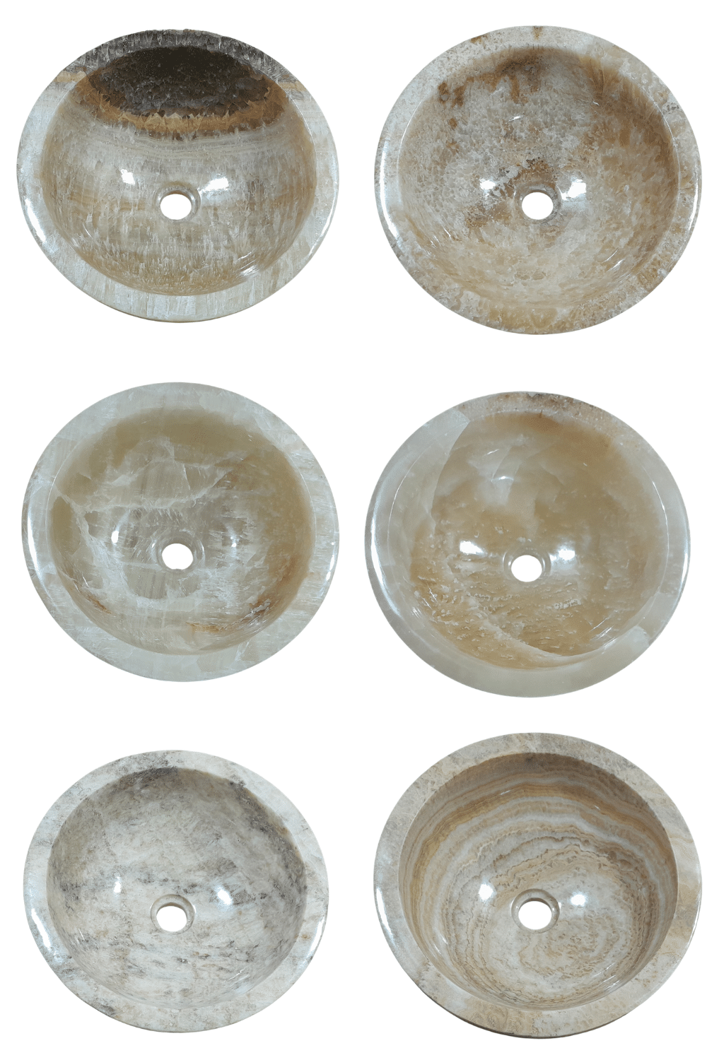 Onyx ronde wasbak helemaal gepolijst 40x40x15 cm polish bowl