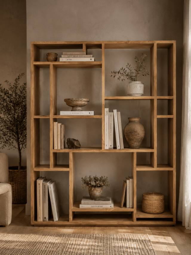 Teak houten vakkenkast