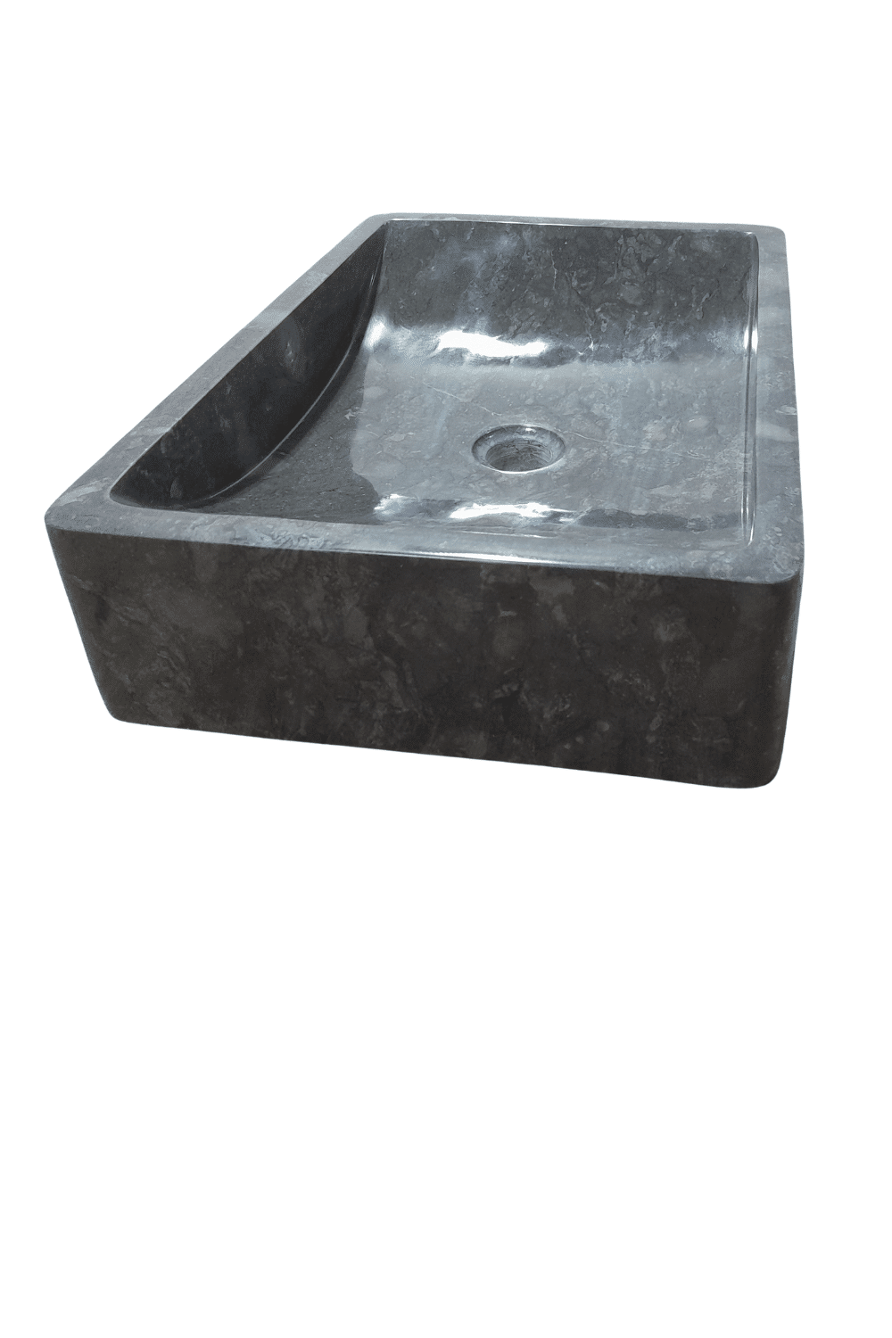 Donker grijs marmeren wasbak rechthoekkig met ronde hoeken 50x 35x12 cm Donker grijs marmeren wasbak rechthoekkig met ronde hoeken 50x 35x12 cm