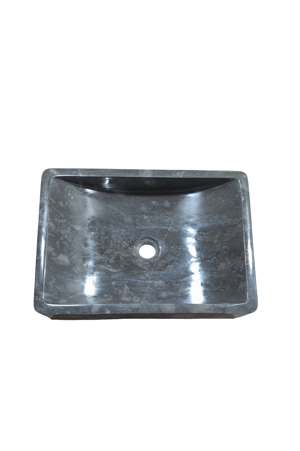Donker grijs marmeren wasbak rechthoekkig met ronde hoeken 50x 35x12 cm Donker grijs marmeren wasbak rechthoekkig met ronde hoeken 50x 35x12 cm