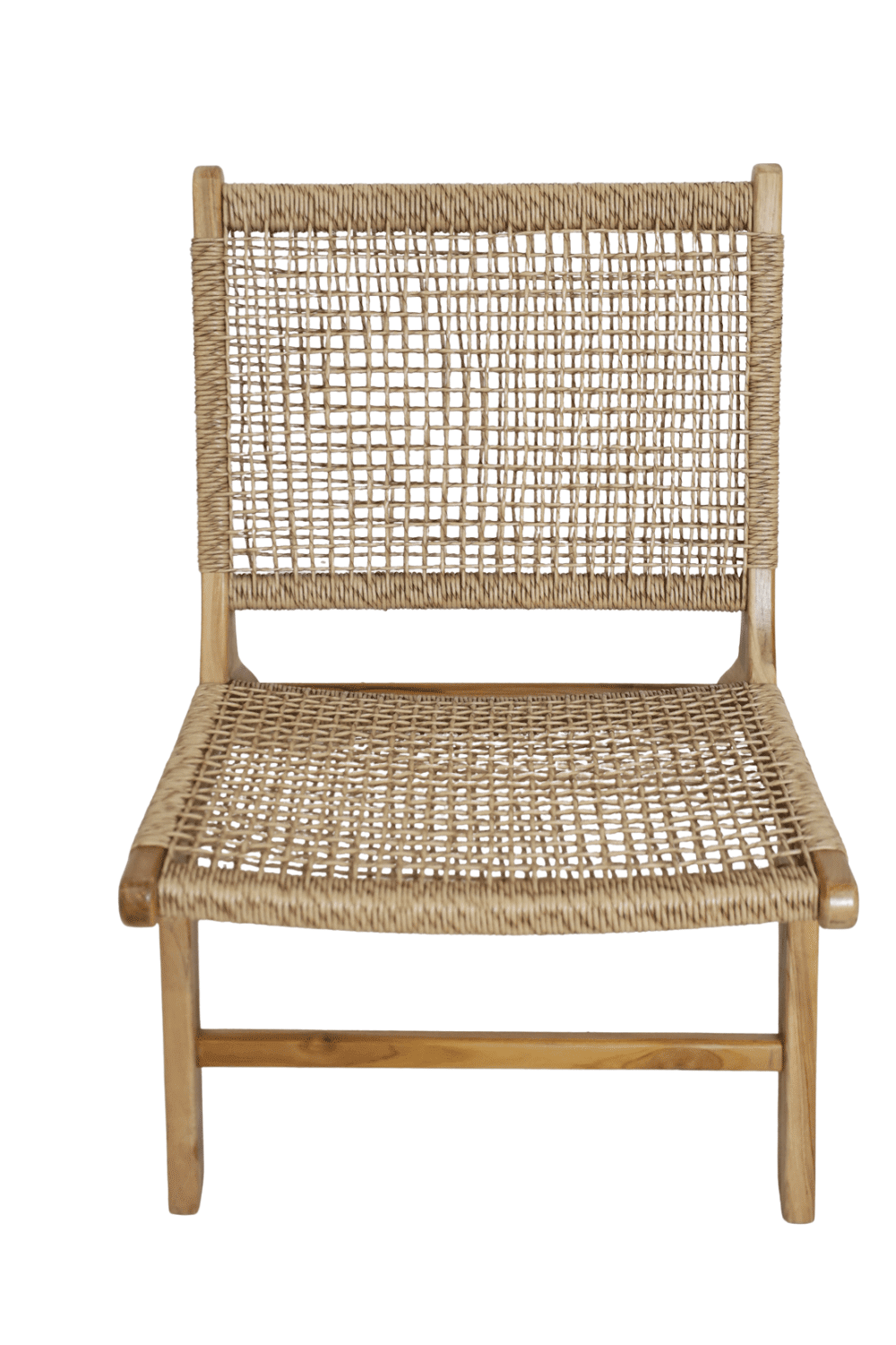 Lounge stoel teak hout met kunststof riet