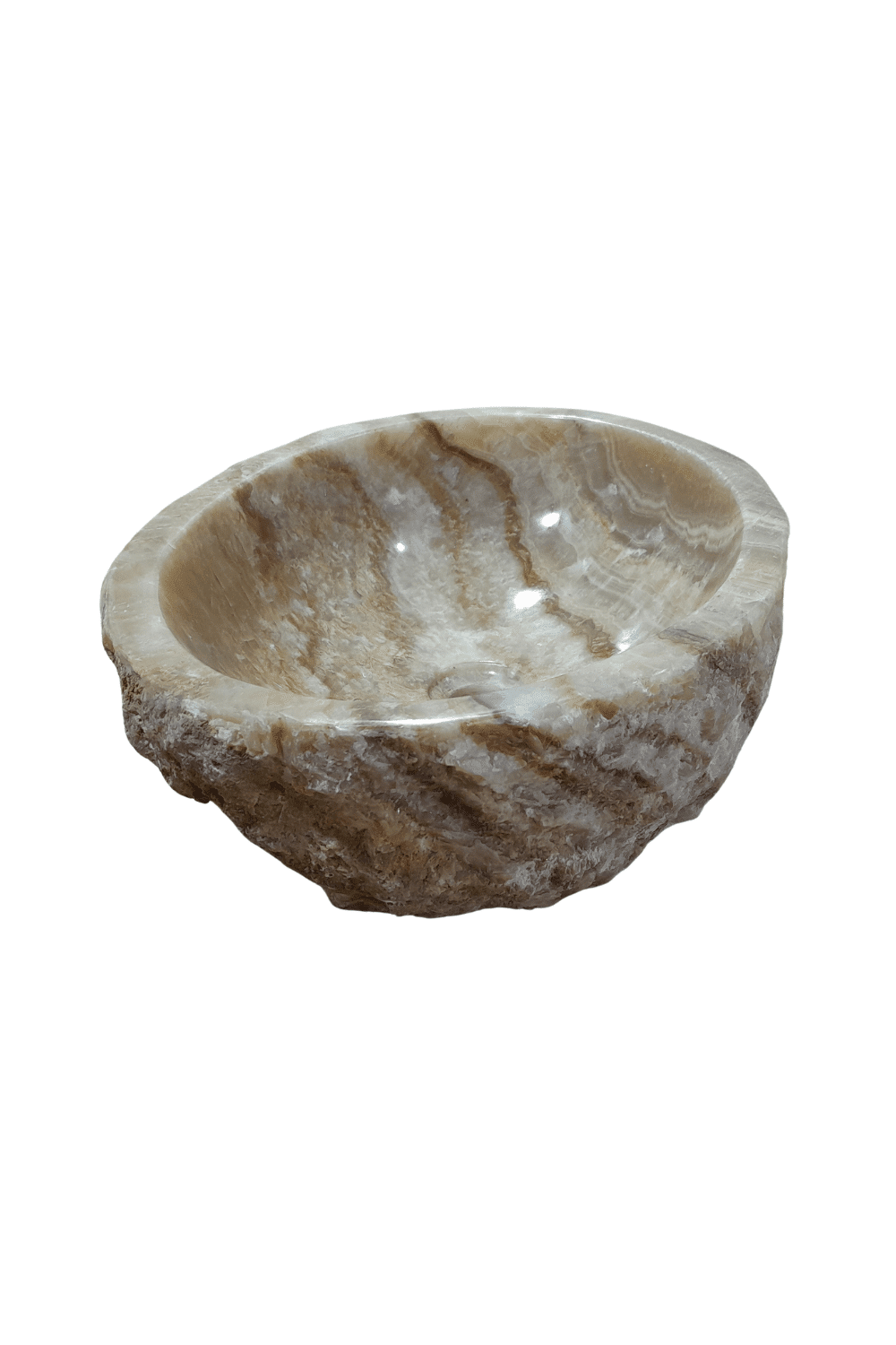 Onxy wasbak met ruwe buitenkant