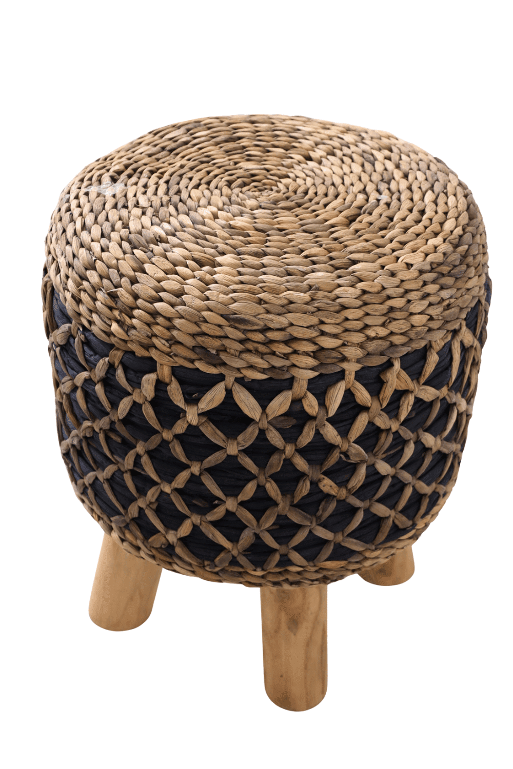 Rieten kruk poef riet met zwart 40x40x50 cm Rieten kruk poef riet met zwart 40x40x50 cm