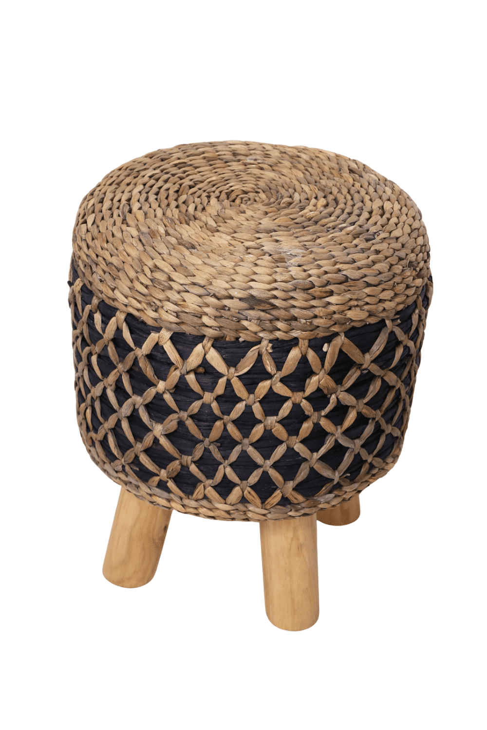 Rieten kruk poef riet met zwart 40x40x50 cm Rieten kruk poef riet met zwart 40x40x50 cm