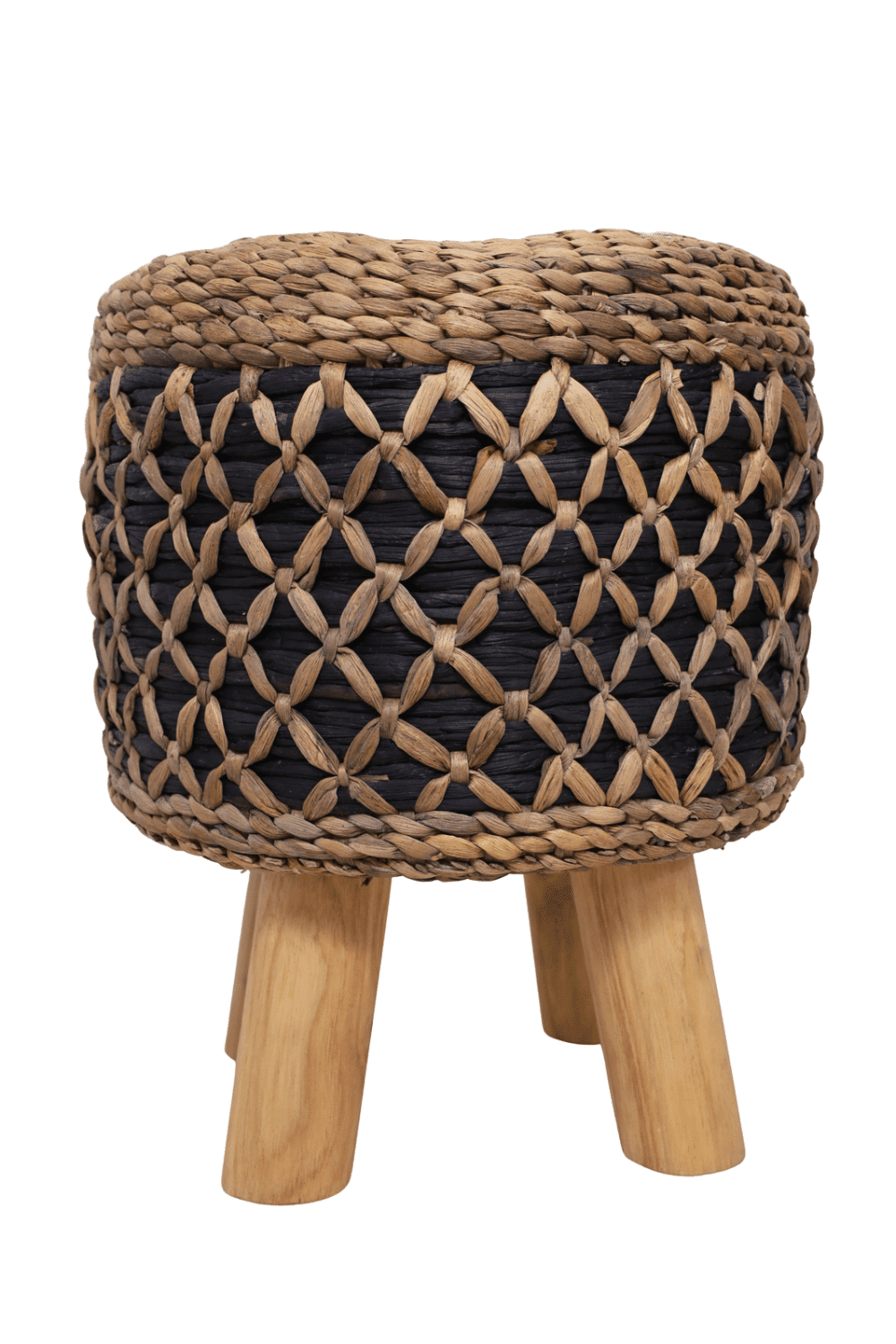 Rieten kruk poef riet met zwart 40x40x50 cm Rieten kruk poef riet met zwart 40x40x50 cm