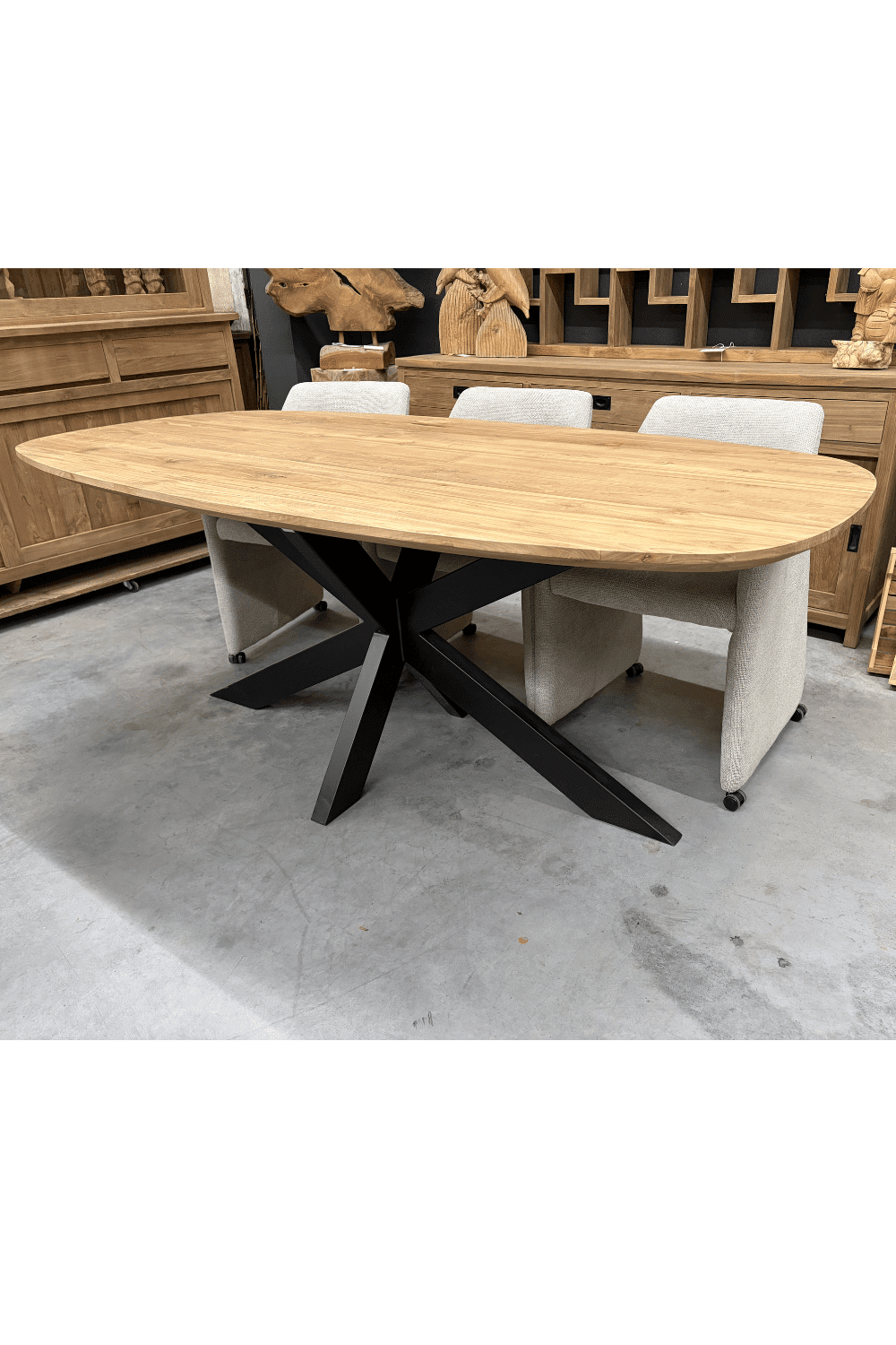 Teak hout Deens ovale eettafel 201x100x78 cm