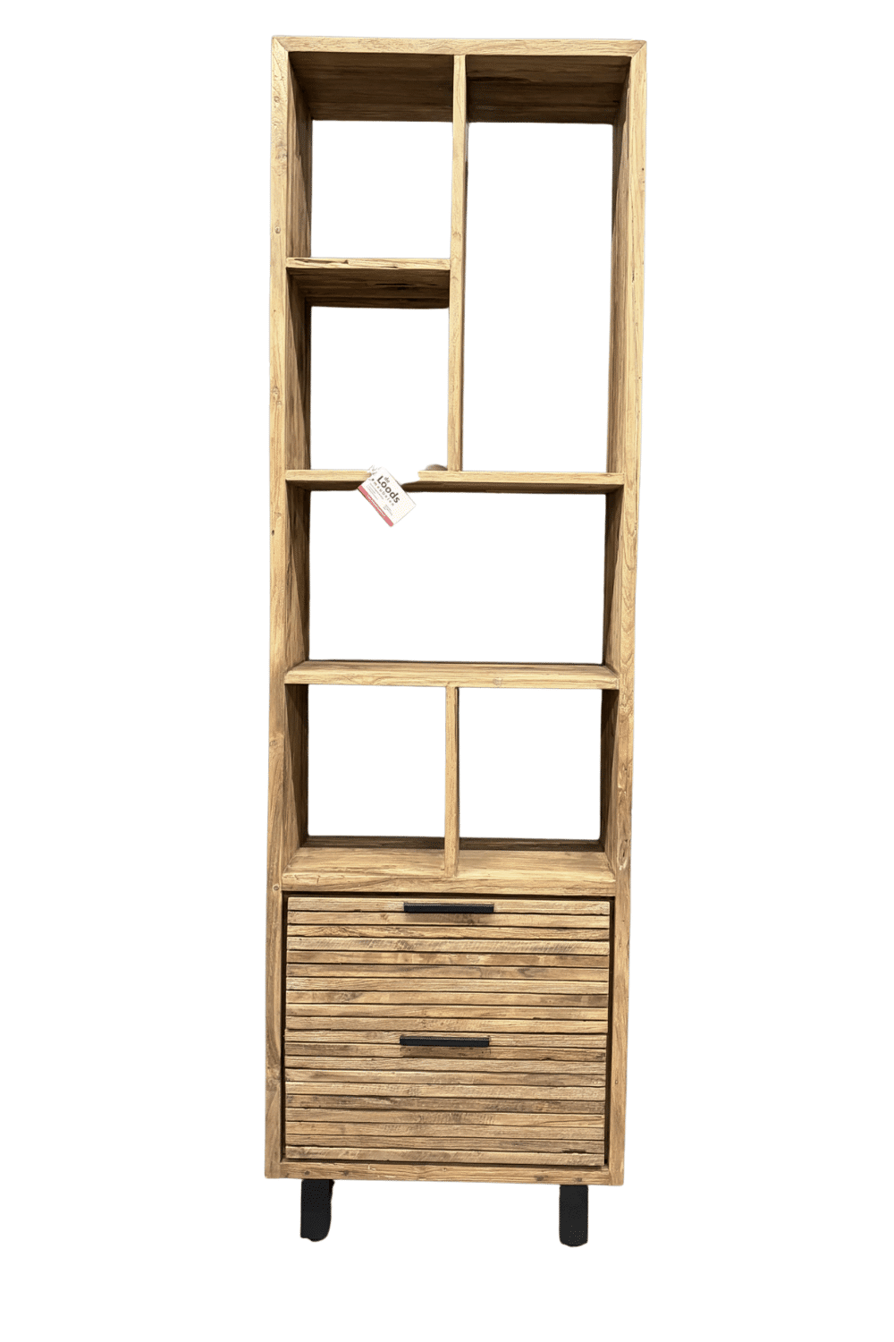 Teak houten smalle vakkenkast 61x30x203 cm