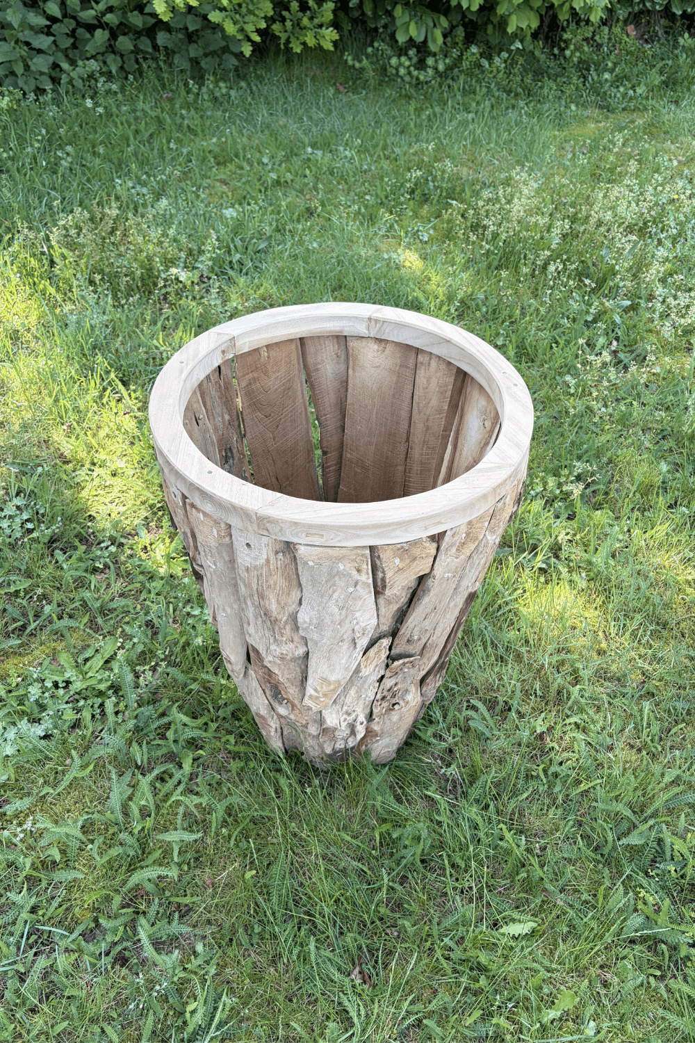 Teak houten wortel teak vaas pot voor buiten set van 3