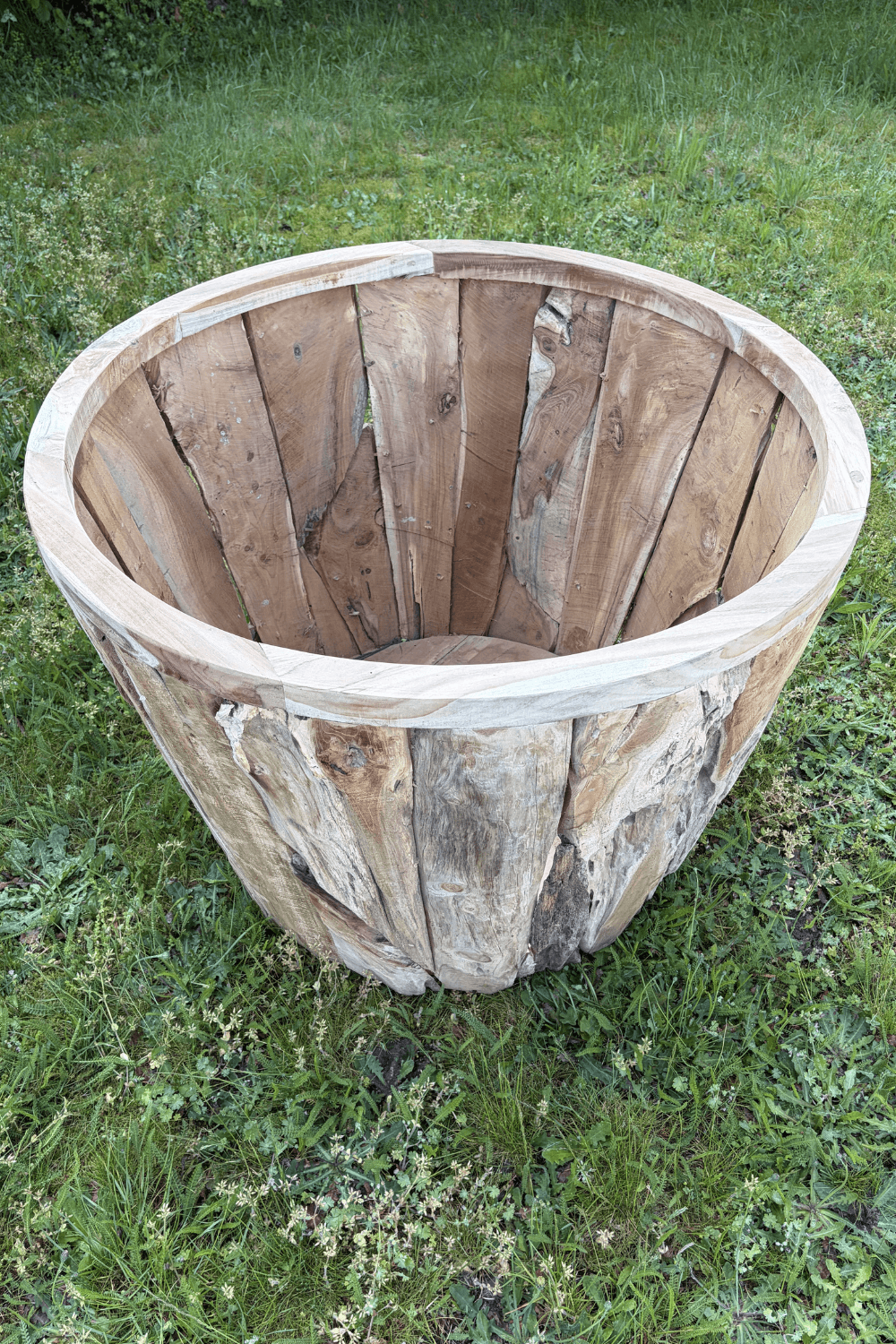 Teak houten wortel teak vaas pot voor buiten set van 3