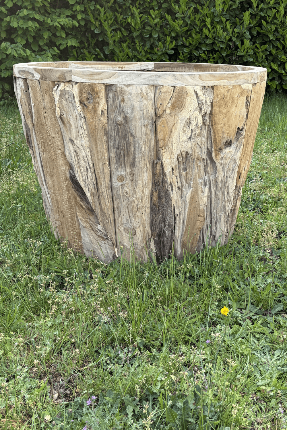 Teak houten wortel teak vaas pot voor buiten set van 3