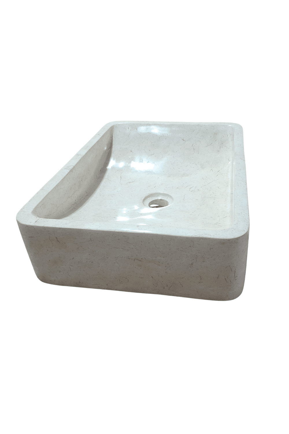 Witte marmeren wasbak rechthoekkig met ronde hoeken 50x 35x12 cm Witte marmeren wasbak rechthoekkig met ronde hoeken 50x 35x12 cm
