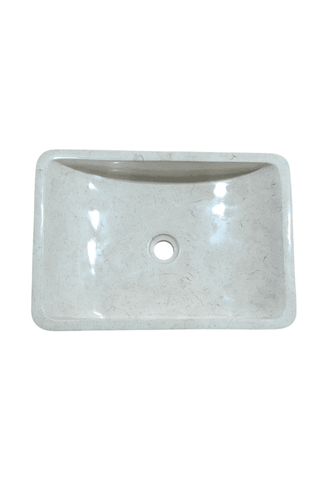 Witte marmeren wasbak rechthoekkig met ronde hoeken 50x 35x12 cm