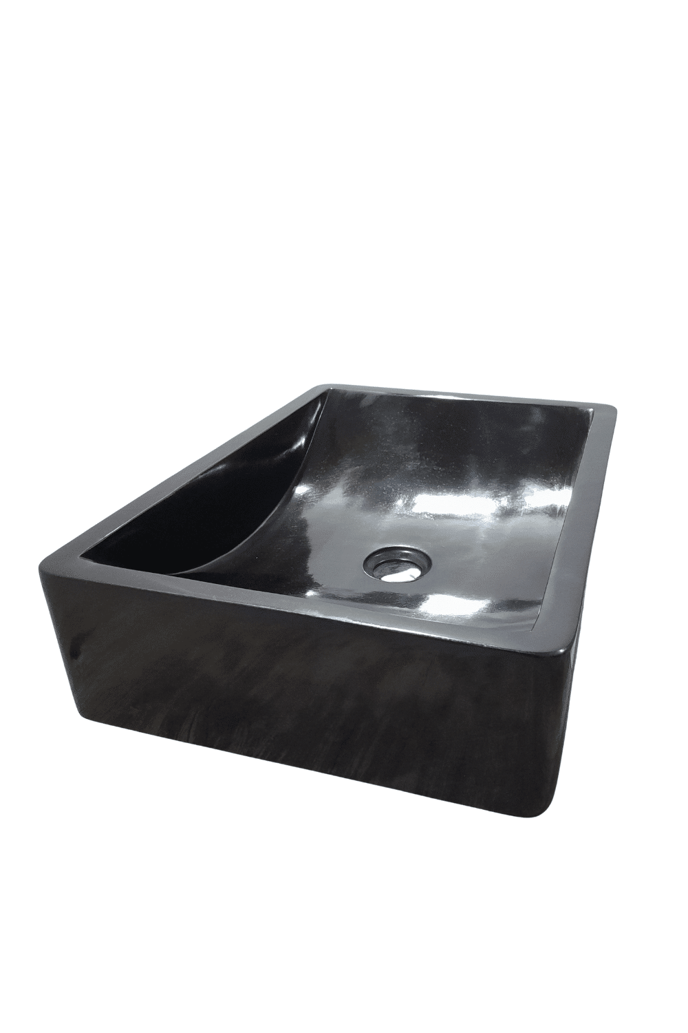 Zwarte natuurstenen wasbak 50x35x12 cm
