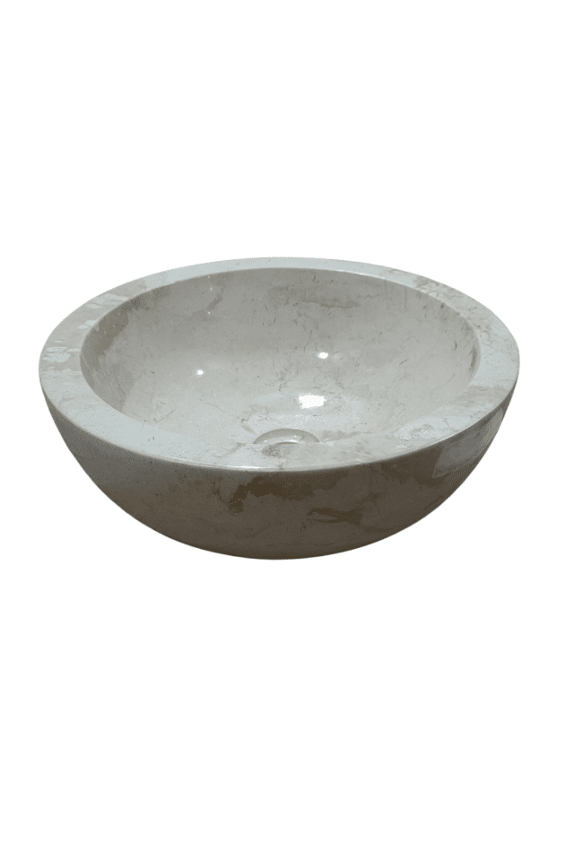 creme marmeren wasbak rond 40x40x15 cm polish bowl