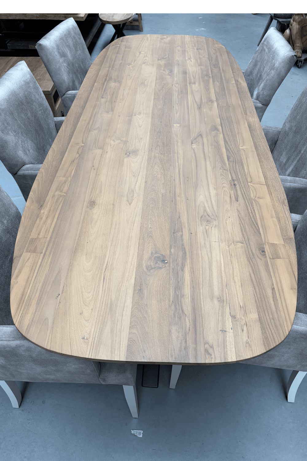 teak houten Deens ovale tafel 300x110x77 cm 5 cm dik blad