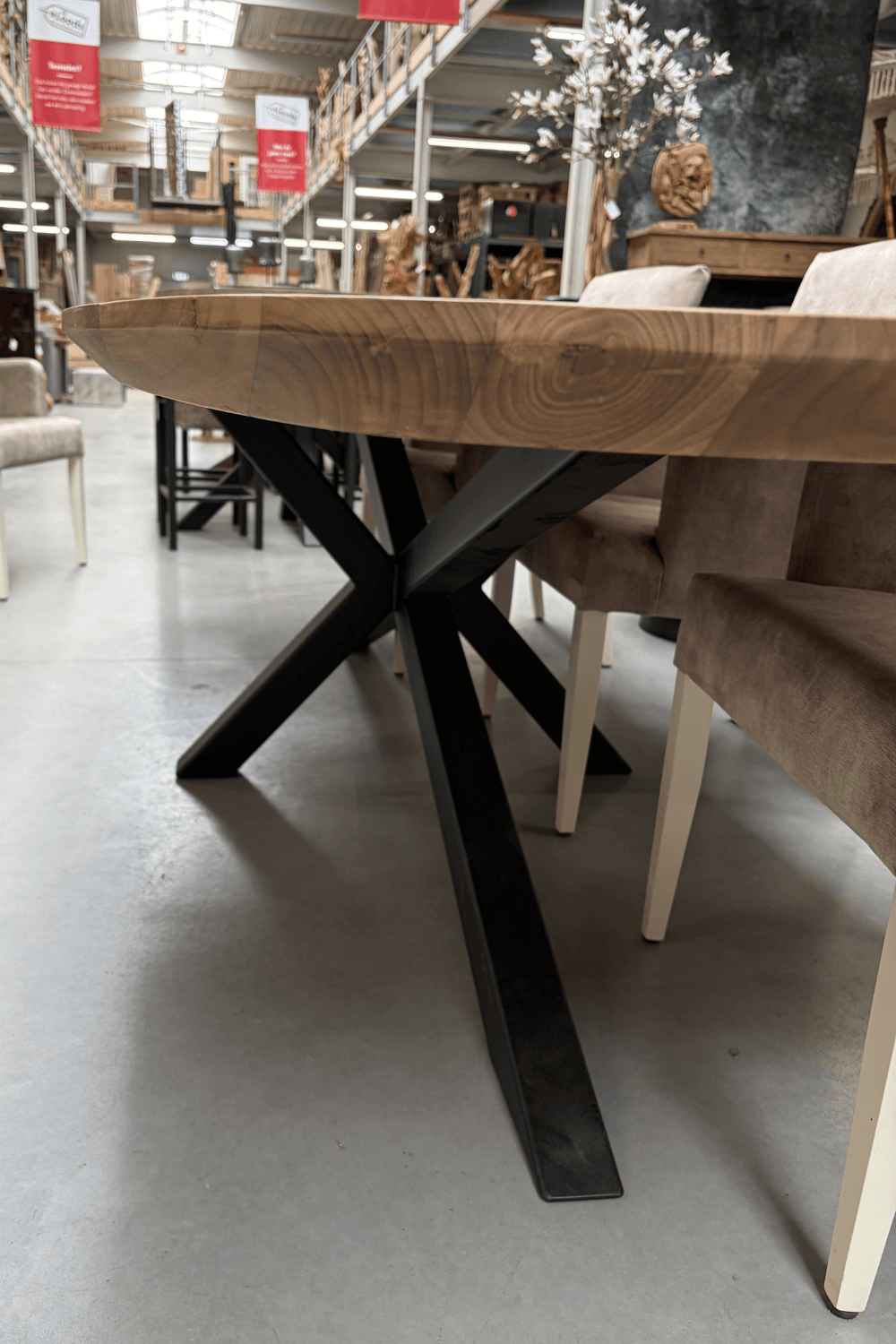 teak houten Deens ovale tafel 300x110x77 cm 5 cm dik blad