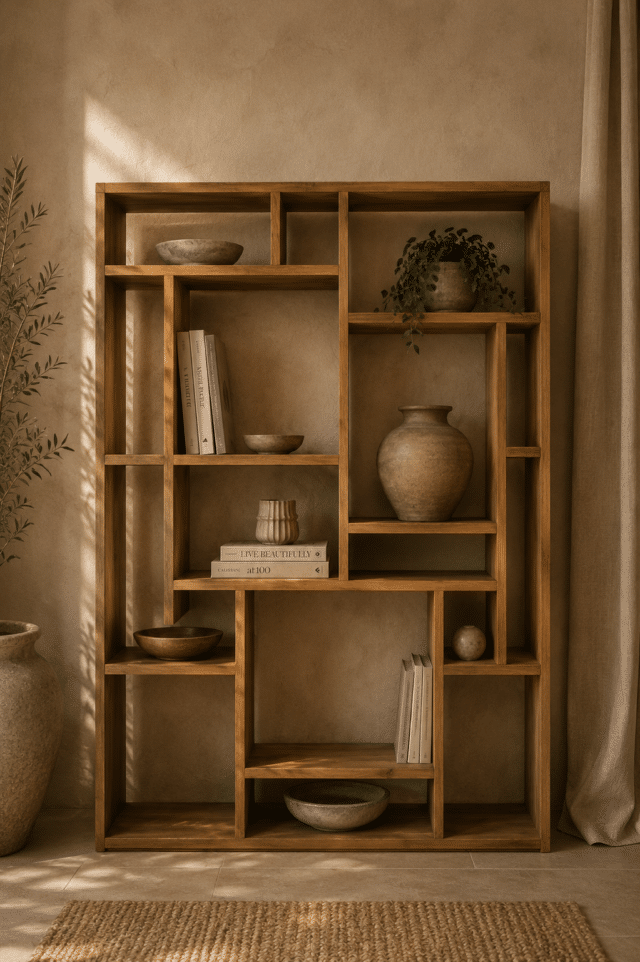 teak-houten-Vakkenkast-roomdivider-160x35x200-cm