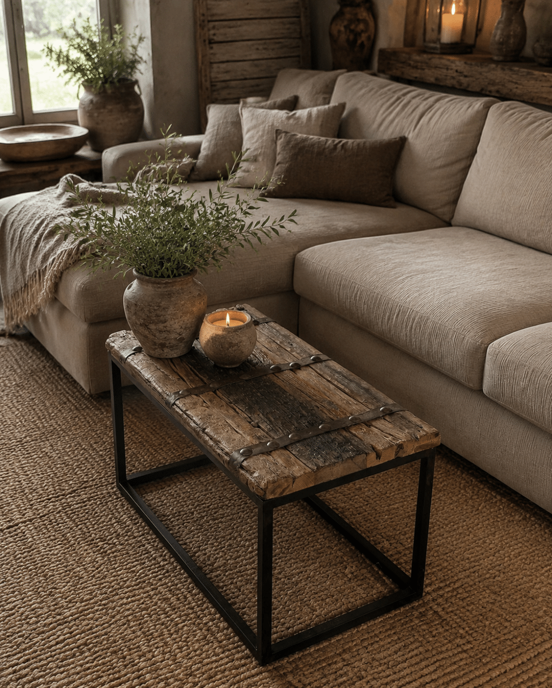Landelijke salontafel deur salontafel oud ruw hout 100x50x50 cm