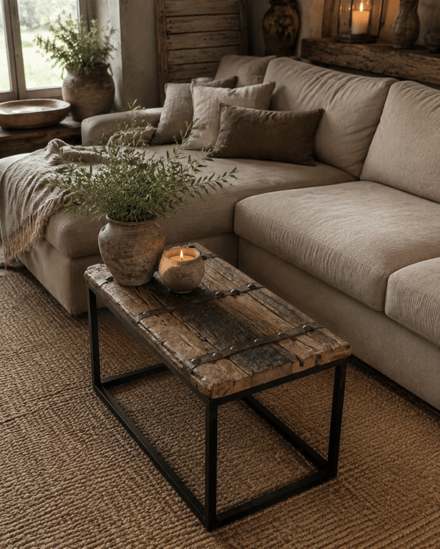 Landelijke salontafel deur salontafel oud ruw hout 100x50x50 cm
