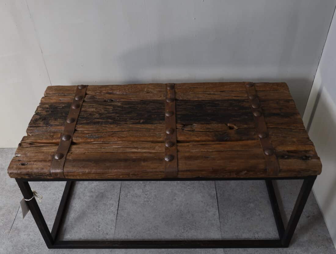 Landelijke salontafel deur salontafel oud ruw hout 100x50x50 cm