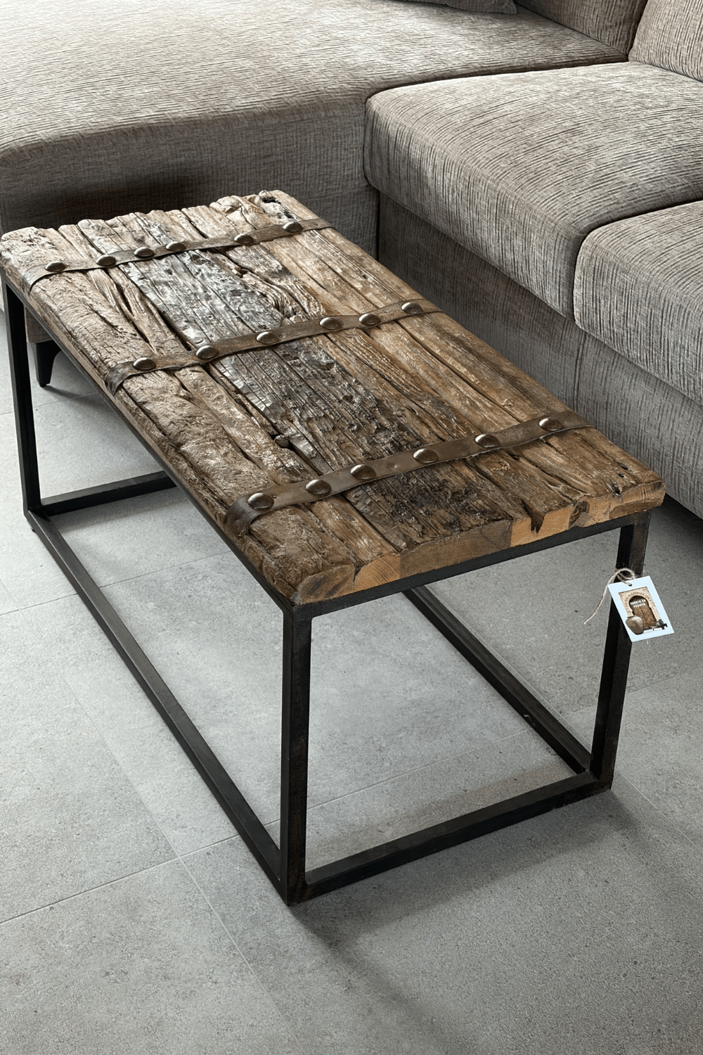 Landelijke salontafel deur salontafel oud ruw hout 100x50x50 cm