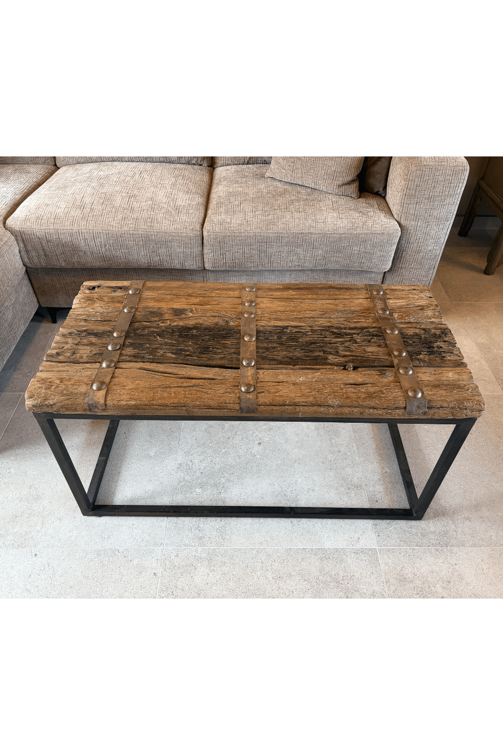 Landelijke salontafel deur salontafel oud ruw hout 100x50x50 cm