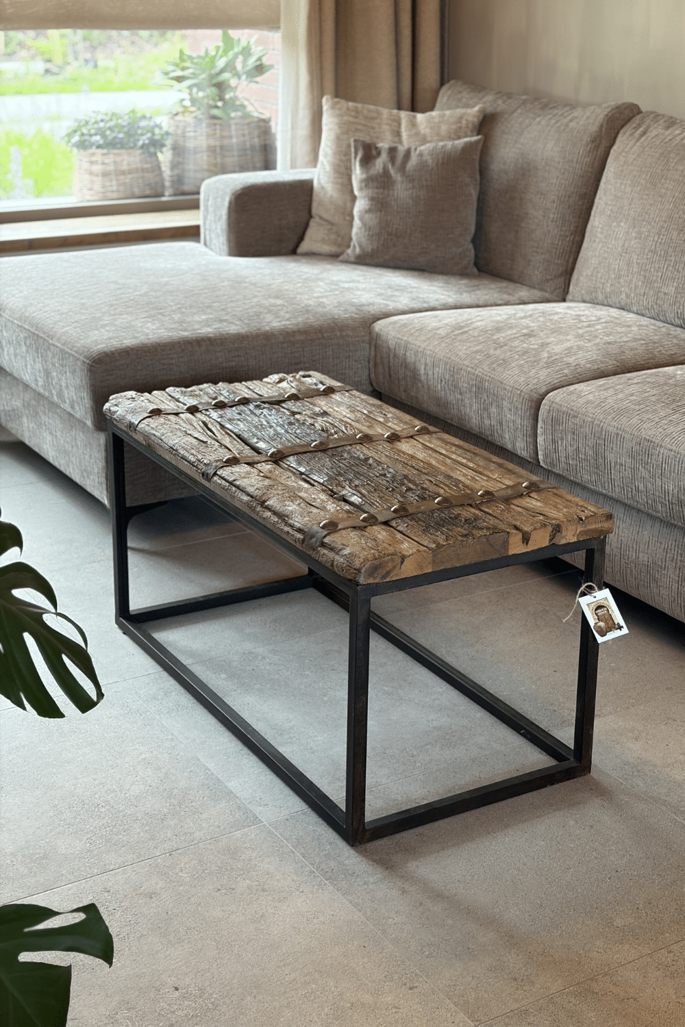 Landelijke salontafel deur salontafel oud ruw hout 100x50x50 cm