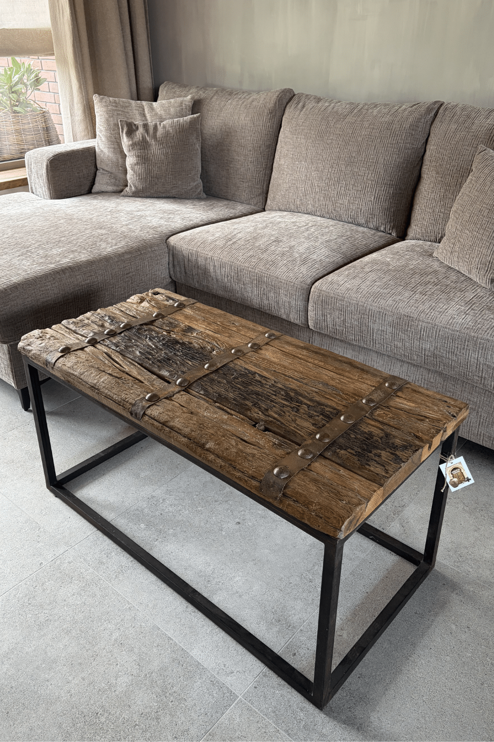 Landelijke salontafel deur salontafel oud ruw hout 100x50x50 cm