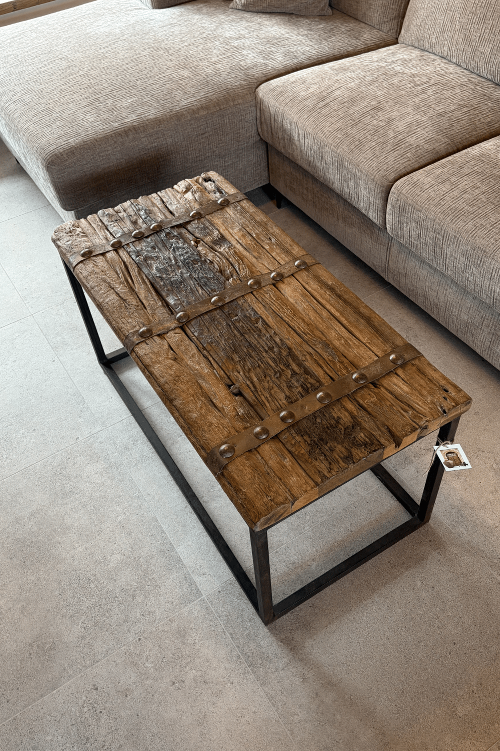Landelijke salontafel deur salontafel oud ruw hout 100x50x50 cm