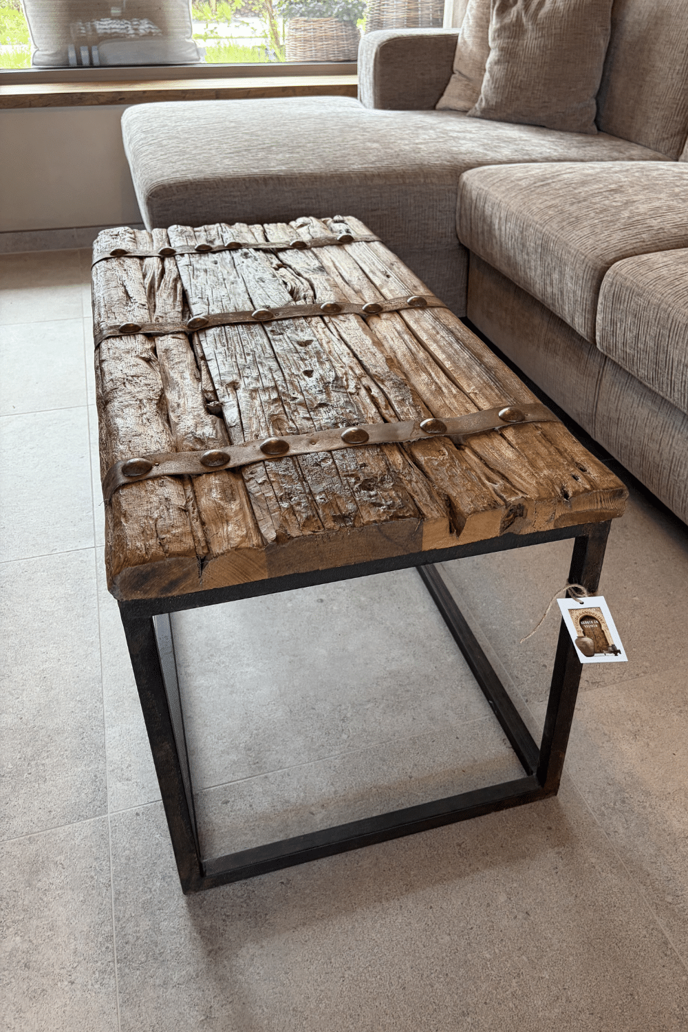 Landelijke salontafel deur salontafel oud ruw hout 100x50x50 cm