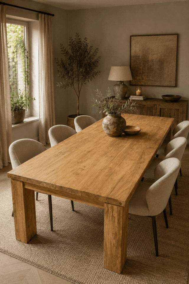 Massieve robuuste landelijke teak eettafel 260 cm