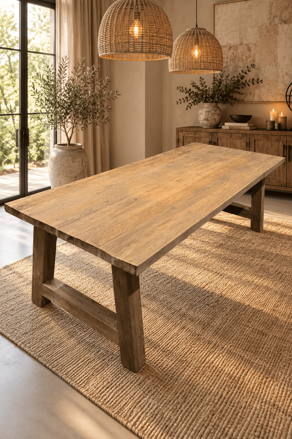 Teak-houten-eettafel-met-a-poot-240-cm Teak-houten-eettafel-met-a-poot-240-cm