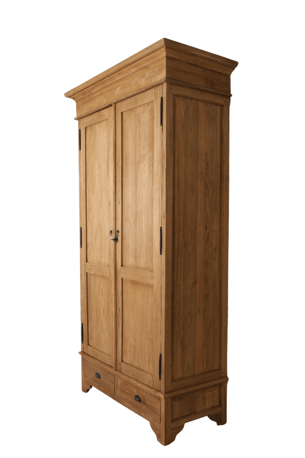 Teak houten opbergkast broodkast met dichte deuren 133x65x250 cm