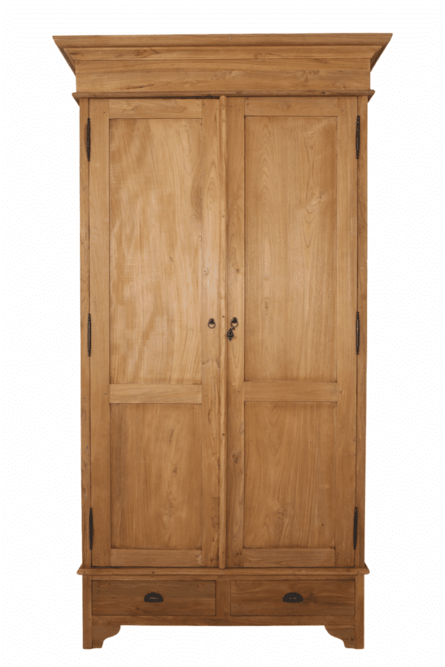 Teak houten opbergkast broodkast met dichte deuren 133x65x250 cm