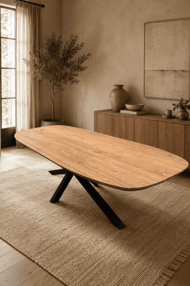 teak-houten-Deens-ovale-tafel-300x110x77-cm-5-cm-dik-blad1